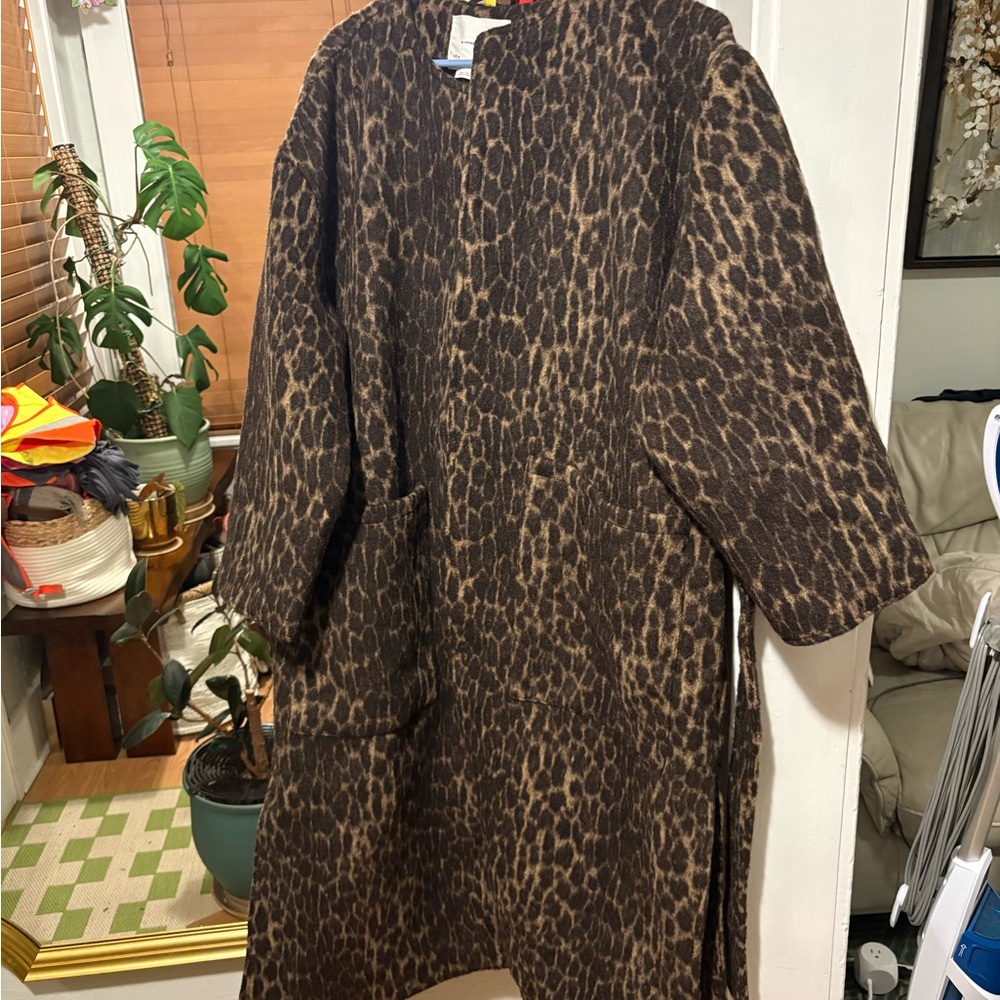 Cheetah print trench coat